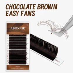 ABONNIE Chocolate Brown Easy Fan Lashes C CC D Curl Volume Extensions Brown Mega Blooming Fans Eyelash Extension Cilios