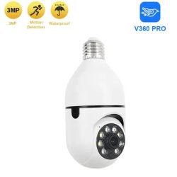 3MP Bulb E27 Surveillance Camera 1080P Full Color Night Vision Human Tracking Zoom Indoor Security Wifi Mini IP Camera V360PRO