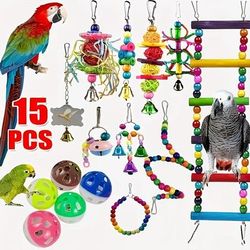 TEMU 15 Stuks Parakeet Bird Swings, Parrot Chew Toy, Training Swings, 's Brain With Fun Interactive Toys