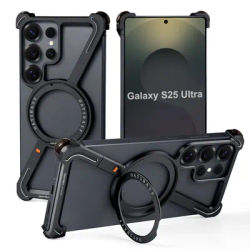 Oatsbasf for Samsung Galaxy S25 Ultra Phone Case with Stand 360° Rotatable Magsafe Metal Frameless Shockproof Protective Cover