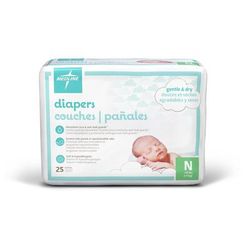 Medline Disposable Baby Diapers, Size N, < 10 lbs., 200/CS (MBD200N)