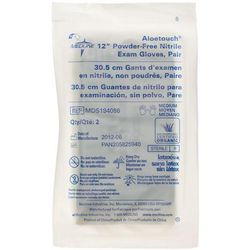 Medline AloeTouch 12" Powder-Free Nitrile Exam Gloves, Sterile Pairs, Size M, 50/BX (MDS194086Z)