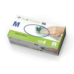 Medline For California Only, AloeTouch 3G Powder-Free Stretch Vinyl Exam Gloves, Size M, 1000/CS (6MDS195175)