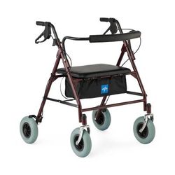 Medline Heavy-Duty Steel Bariatric Rollator with Premium 8" Wheels, Burgundy, 1 EA (MDS868XWR)