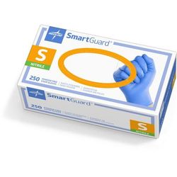Medline SmartGuard Powder-Free Nitrile Exam Gloves, Size S, 250/Box, 250/BX (SG311H)
