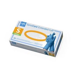 Medline SensiCare Exam Glove, Nitrile, Extended Cuff, Size S, 50/BX (MDS1284H)
