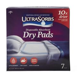 Medline Ultrasorbs Disposable Absorbent Dry Pad Underpads, Retail Packaging, 23" x 36", 7/Pack, 6/CS (DRY2336RET7A)