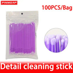 100pcs Paint Micro Brush Head Mini Car Cleaning Detail Brush Multi-Purpose Brush Eyelash Extension Cleaning Swab Makeup Tool