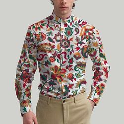 Retrò Vintage Anni '70 Camicia Camicia Aloha Hippie Floreale Costume Per uomo Mascherata Feste Abbigliamento quotidiano Parata dell'Orgoglio Adulti Camicia