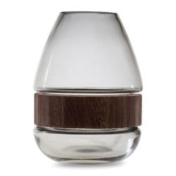 Grey Glass Vase with Natural Wood Accent 7.5"H by Melrose in Brown/grey