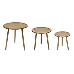 Accent Table (Set of 3) 16"D x 16"H, 20"D x 20"H, 24"D x 24"H Wood by Melrose in Brown