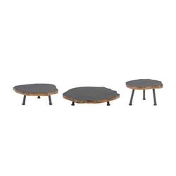 Pedestal (Set of 3) 2.25"H, 3.25"H, 5.75"H Wood/Iron by Melrose in Black/brown