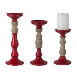Candle Holder (Set of 3) 8.5"H, 10.5"H, 12.5"H Resin by Melrose in Red/brown