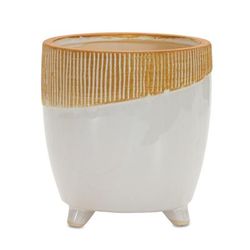 Pot w/Legs 7"H Terra Cotta by Melrose in Brown/white