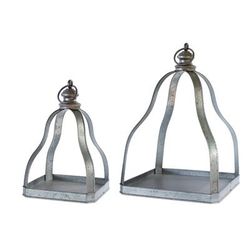 Lantern (Set of 2) 15.5"H, 20"H Metal by Melrose in Grey/black
