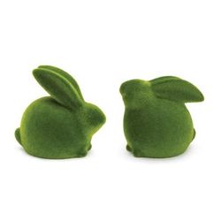 Mossy Terra Cotta Rabbit Figurine (Set of 2) by Melrose in Green