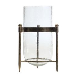 Candle Holder 13.5"H Iron/Glass by Melrose in Clear;black