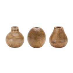 Natural Wood Bud Vase (Set of 3) by Melrose in Brown