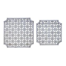 Wall Hanging (Set of 2) 23.25"SQ, 27.25"SQ Wood by Melrose in Grey/white