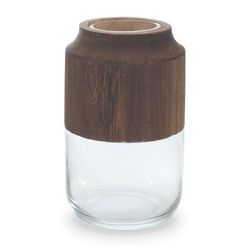 Container 5.5"D x 9"H Glass/Wood by Melrose in Brown/clear