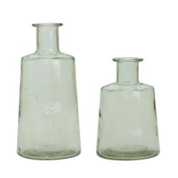 Sage Green Glass Bottle Vase (Set of 2) by Melrose in Green