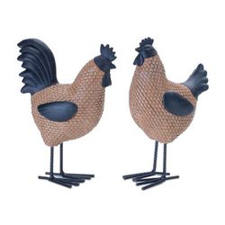 Wicker Hen and Rooster Decor (Set of 2) by Melrose in Brown Black