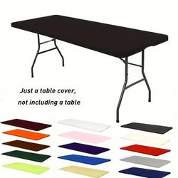 TEMU 1pc Semi-slip Stretch Polyester Tablecloth - Solid Color Rectangular Tablecloth, Wrinkle-resistant, Suitable For Parties, Banquets, Picnics, And Wedding Decorations