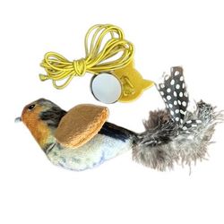 TEMU Cat Teaser Wand With Artificial Feathers & Built-in Whistle | Physical Sound Mechanism (no Batteries) | Stimulates Hunting & Cat Boredom