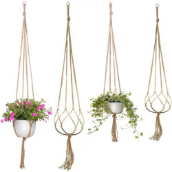 1/2/3 pièces Pot de fleur corde de chanvre filet suspendu paille macramé plante cintre support de jardin jambes suspendus corde panier balcon décor