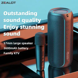 Machine à karaoké ZEALOT-S69M, système de haut-parleurs portables Bluetooth 5.3 avec 1 ou 2 Microphones sans fil, cadeaux de chant en famille à domicile