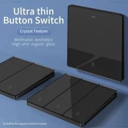 Black Glass Wall Square Switch Panel EU UK Standard 16a Socket Large Panel Wall Light Switch Usb TypeC Socket Net TV Tel Socket