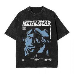 Metal Gear Solid 3 Snake Eater Washed T Shirt Man Game Retro Cotton T Shirts Summer Round Neck Fashion Tees Big Size Clothing