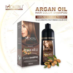 MOKERU Argan Oil Hair Color Shampoo - 3-in-1, Plant Extract Formula, Mild & Non-Irritating for All Hair Types