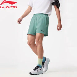 Li-Ning Men Running Shorts AT DRY Breathable Reflective 88%Polyester 12%Spandex Regular Fit LiNing Sports Bottoms AKSV097