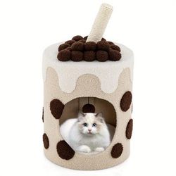 TEMU Costway Tree Tower With Scratching Post Ball Toy Coffee