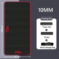 TEMU 10mm Thick, Non-slip Yoga Mat With Straps And Mesh Storage Bag - Black Nbr Fitness Mat For Beginners, Gymnastics, And Home Workouts, Anti-tear Wrapped Edge, Home Workout Mat | Mesh Storage Bag,