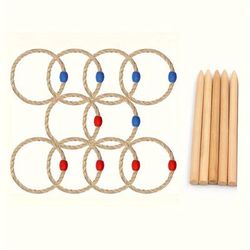TEMU 5 Red & 5 Rope Set - Outdoor Throwing Hoops For & Agility Training, Lawn & Party Games, Game Kit