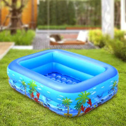 Inflatable Ball Pit Pool for Kids, Toddlers, Adults, Blow Up PVC Swimming Pool for Indoor Outdoor Water Party Backyard, Blue