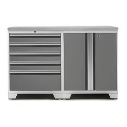 NewAge Garage Cabinets PRO Platinum 3-Piece Work Station with Stainless Steel Top