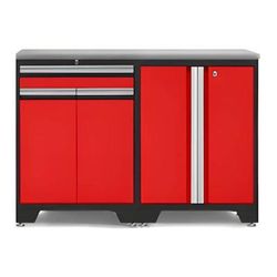 NewAge Garage Cabinets PRO Red 3-Piece Workbench Setup with Stainless Steel Top