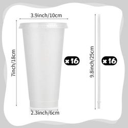TEMU 16-pack Reusable Plastic Cups With Lids And Straws, Bpa &, Hand Wash Only, Ideal For Hot And Cold Beverages, Suitable For Adults And Teens, For Weddings And Parties