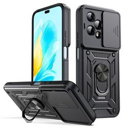 TEMU Case For 200 Lite Phone, Electronics, Featuring A Sliding Camera Protection Cover, A 360° Rotating Ring Stand, And Shockproof, Scratch-resistant Protection, In Black, Red, And Blue.