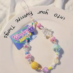 TEMU 1pc Dopamine Girl Charm Phone Lanyard, Colorful Beaded Wristlet Strap, Anti-lost Camera Pendant, Festive Christmas & New Year Gift Accessory