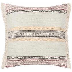 Cushing 22" Square Cotton Ivory/Mustard/Aqua/Burgundy Throw Pillow - Boutique Rugs