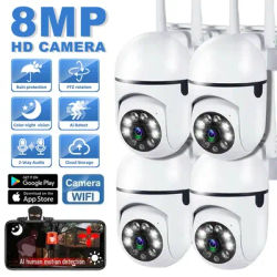 8MP Wifi Surveillance Camera PTZ Wireless IP Camera 8X Zoom AI Human Tracking Two-way Audio Color Night Vision Security Cam CCTV