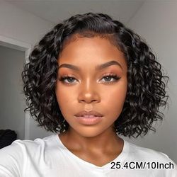 TEMU Women'-inch Loose Deep Wave Human Hair Lace Wig - 4x4 Hd Lace Closure - 150% Density - Natural Look - Versatile - Suitable For African Hair Textures - Easy To Style &