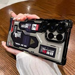 TEMU Mecha-style Graffiti Phone Case Compatible With Galaxy S25 S24 S23 S22 S21 Fe 4g 5g, Transparent Soft Back Cover For Drop Protection.