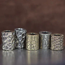3 Styles Brass Hammer Texture Pattern Cylinder EDC Knife Beads Paracord Lanyard Pendants DIY Outdoor Umbrella Rope Accessories ﻿