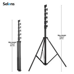 Selens 7.3M Light Stand with Air Pressure Buffer Aluminum Alloy Flash Frame Video Adjustable Tripod Photography Stiduo Load 22KG