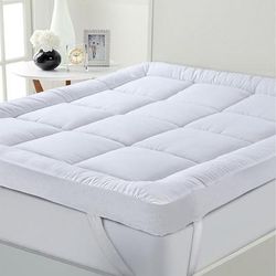 TEMU 1pc Hotel Quality Mattress Topper 10cm Deep Thick - 100% Microfiber, Plush Support & Breathable, Machine Washable, Fits All Mattress Sizes (single To Super King) - White